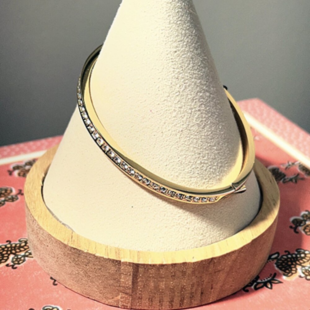Givenchy | Swarovski Element Crystal Gold Hinged Bangle Bracelet – NWT